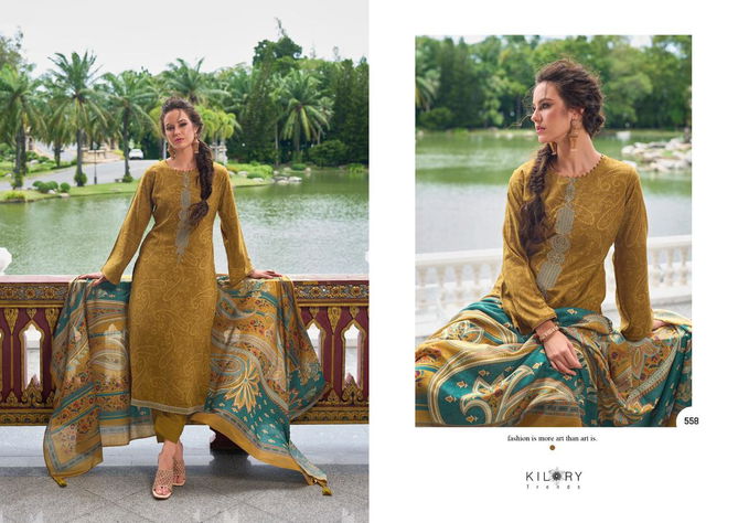 Libas E Khas By Kilory Printed Viscose Pashmina Dress Material